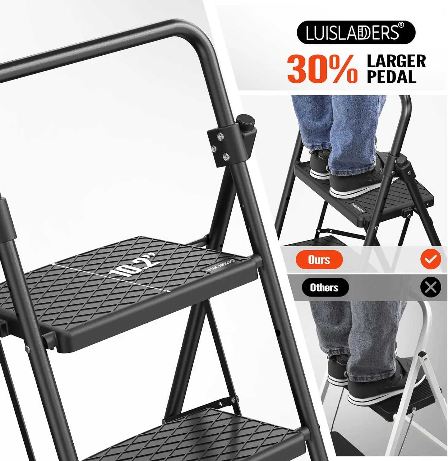 4 Step Ladder, Folding  Stool with Widened Anti-Slip Pedal, 400lbs Sturdy Ladder 4 Step Folding, Convenient