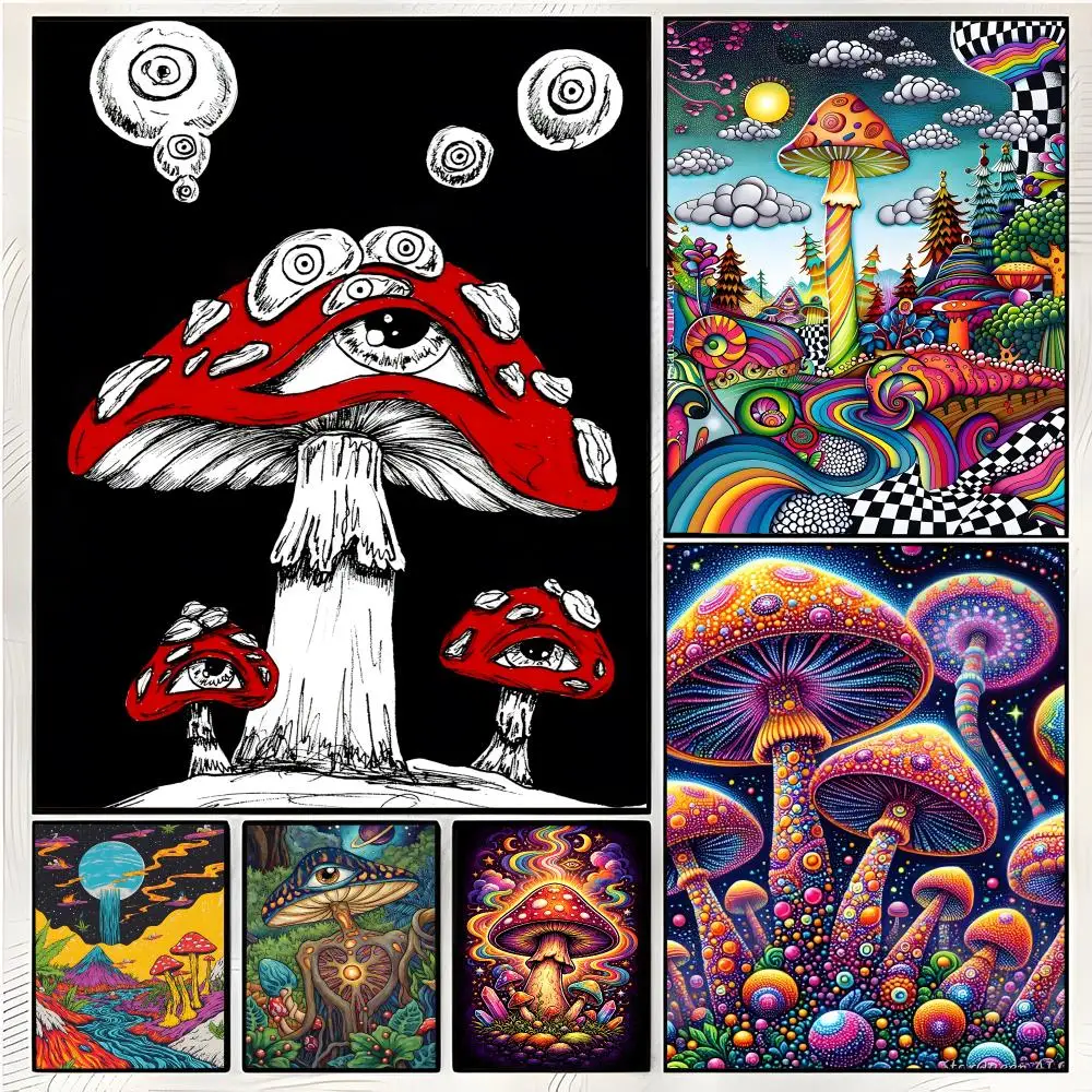 Art Illustration Art Motif Psychedelic Mushroom Poster Superior Home Space  Indoor Decorative Art & Home Decor