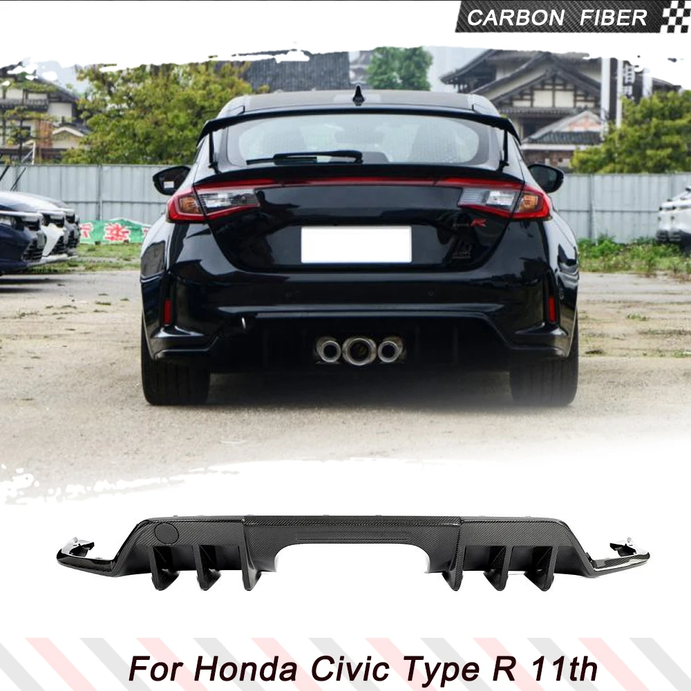 Carbon Fiber Rear Bumper Racing Diffuser For Honda Civic Type R 11th 2022 2023 Car Rear Lip Spoiler Apron Splitters Protector