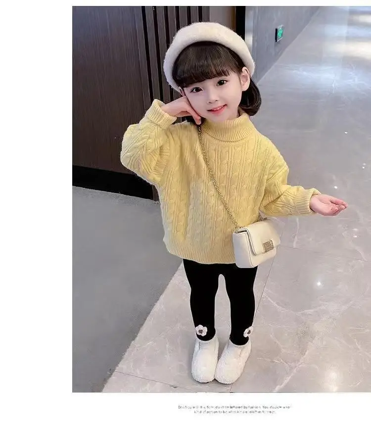 Girl Kids Clothing Korean Version Of Autumn And Winter Knitted Flower Fashion kids Girls Pants For 3-6 Years