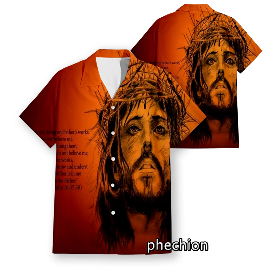 

Hawaiian Short Sleeve Men's Shirt God Christ Jesus And Lion Funny 3D Printed Casual Shirts Fashion Men Tops W38