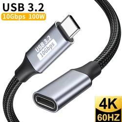 USB C Extension Cable Type C to C 100W Fast Charging Cord for Xiaomi Samsung Switch MacBook Pro 4k 60Hz Video Extension Cables