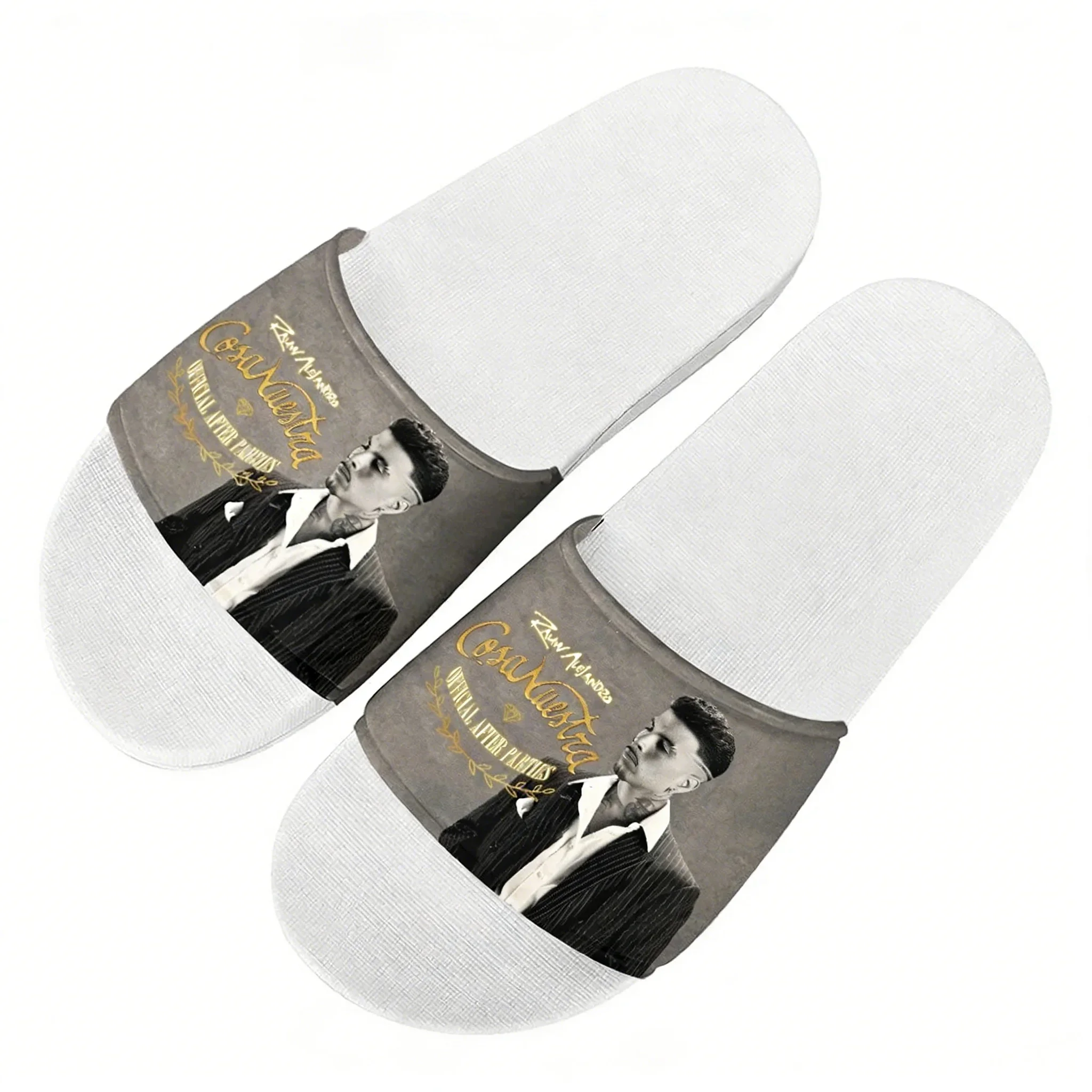 

Шлепанцы Singer Rauw Alejandro Cosa Nuestra: домашние, водные, мужские и женские, для улицы, пляжа, бассейна, летние, на заказ