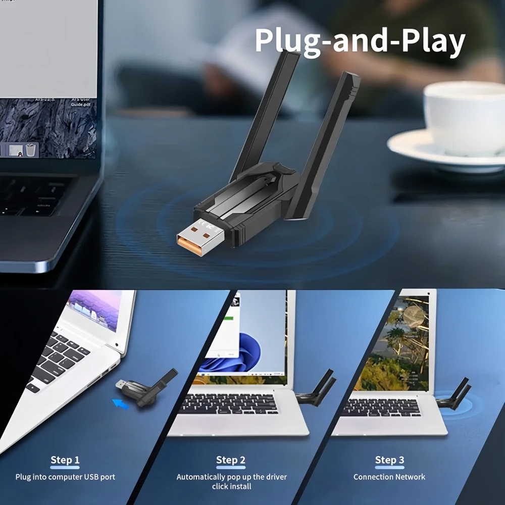 WIFI6 AX900 NetwerkkaartUSB Adapter Dual Band 2.4/5GHz WiFi Ontvanger Gecodeerde Dongle Driver Gratis, voor Win 10/11 Desktop Laptop