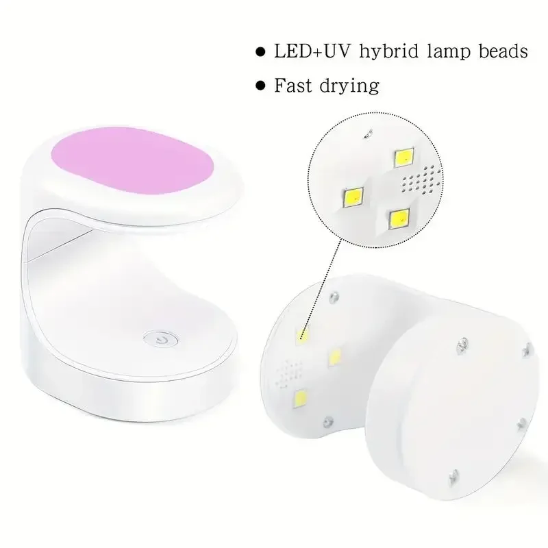 Lâmpada compacta para unhas UV-LED de 16 W - Secagem rápida e segura para unhas em gel - Ferramenta de manicure portátil para uso DIY e profissional