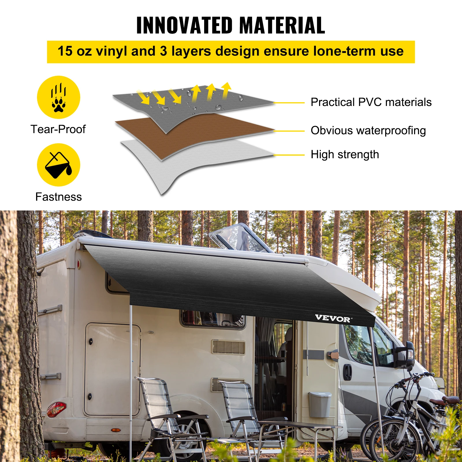 VEVOR auto riparo ombra 16-21Ft RV tenda da campeggio lato auto tetto tenda tenda impermeabile UV portatile pioggia baldacchino per Camper rimorchio