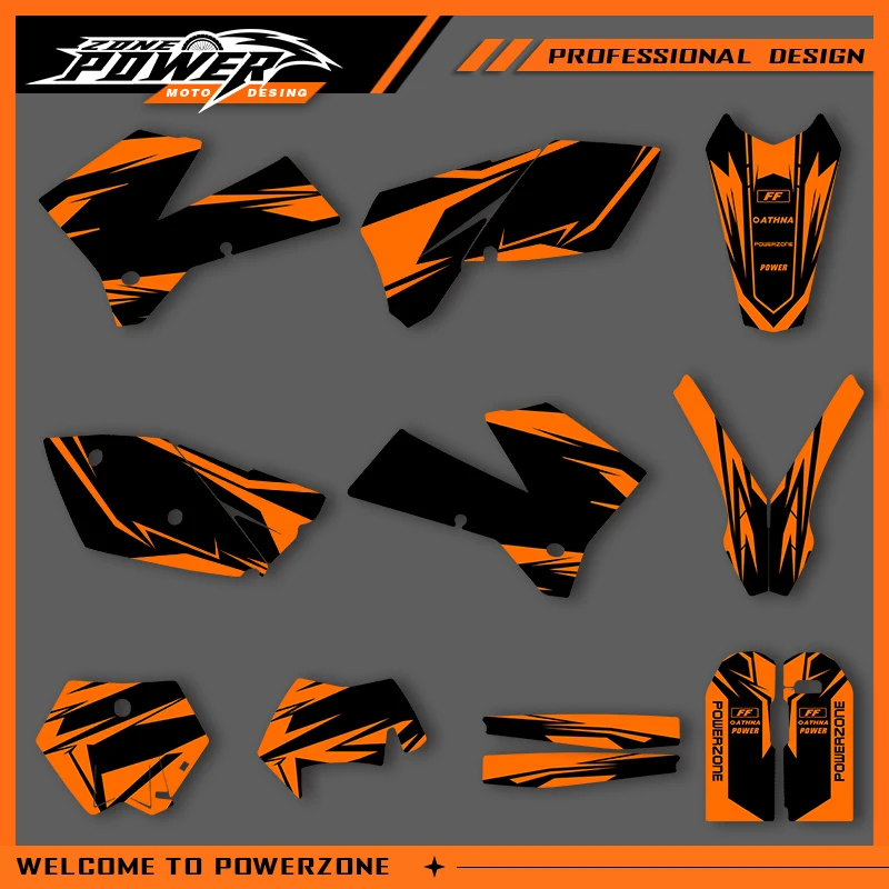

POWERZONE Motocross Graphics Background Sticker Decal Kit For KTM 2005 2006 SXF 2006 2007 XCF 2006 2007 EXC Customized 08