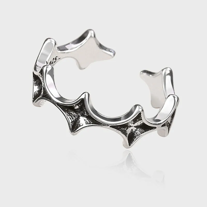 PANJBJ-Bague étoile en argent regardé 925 pour femme, design rétro simple, bijoux polyvalents, cadeau de fête pour fille, livraison directe