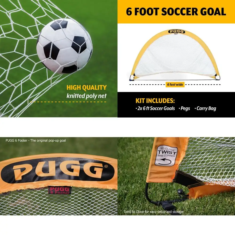

Portable Soccer Goals for Training with Knitted Poly Net, Set of 2 Goals and Carry Bag Included