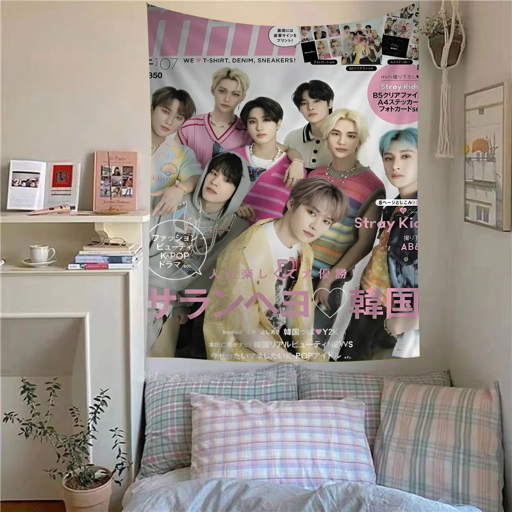 Kpop S-Stray Kids Colorful Tapestry Wall Hanging Bohemian Wall Tapestries Mandala Wall Art Decor