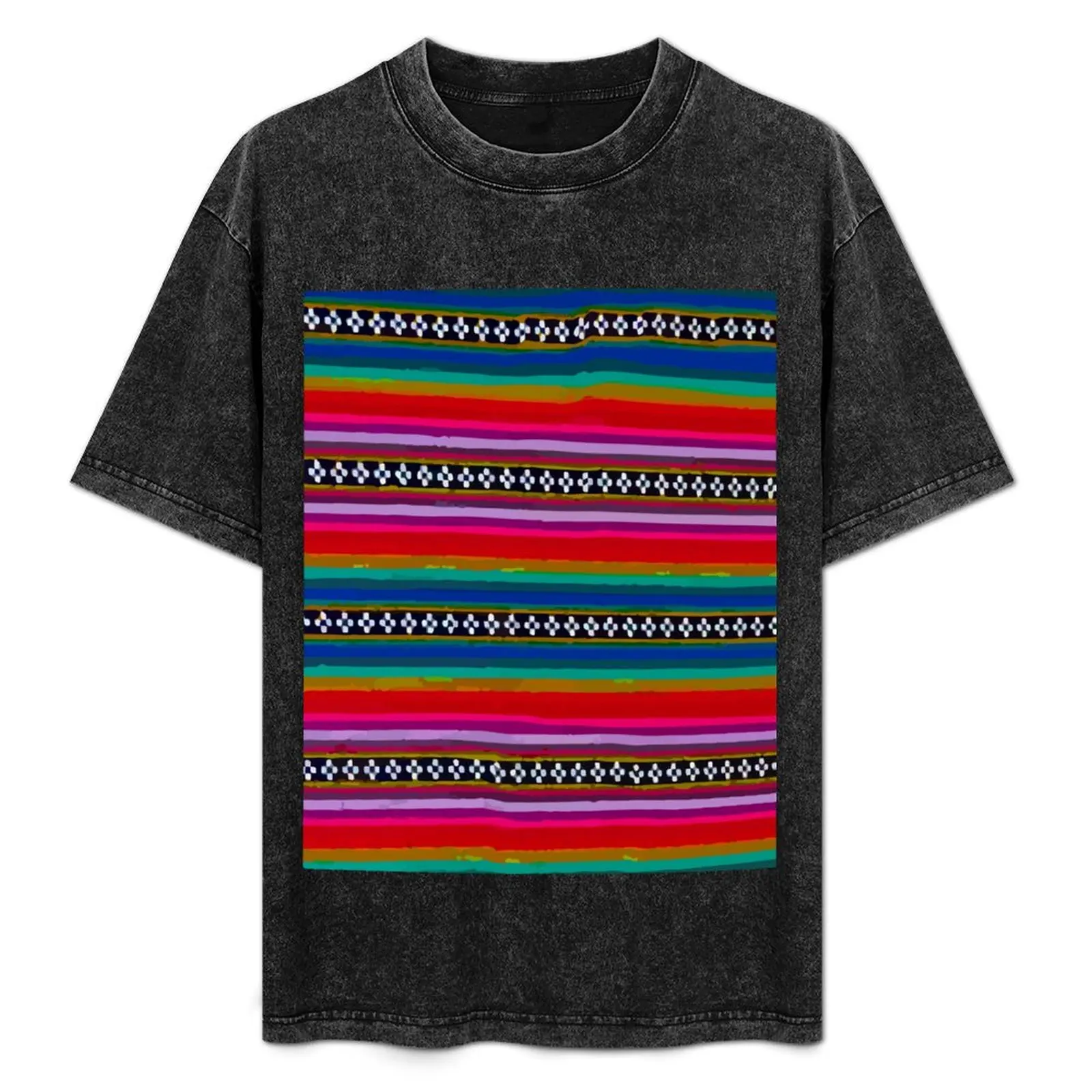 Orange and blue serape blanket colorful embroidery dopamine decor T-Shirt animal prinfor boys funny t shirts men