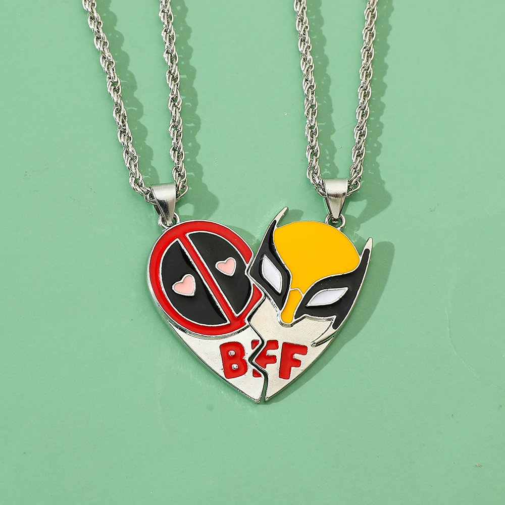 Disney Marvel Movie Deadpool and Wolverine Necklaces Cool Superheroes Pendant Accessories Pendant Necklaces for Best Friend Gift