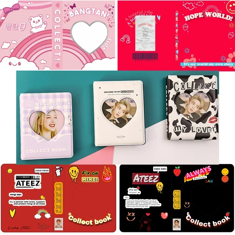 

DIY Customized Photocard Holder Kpop Binder 3/5/6inch 1/2grid Heart window Photo Card Collect Book Handmade Album Korean 포카 바인더