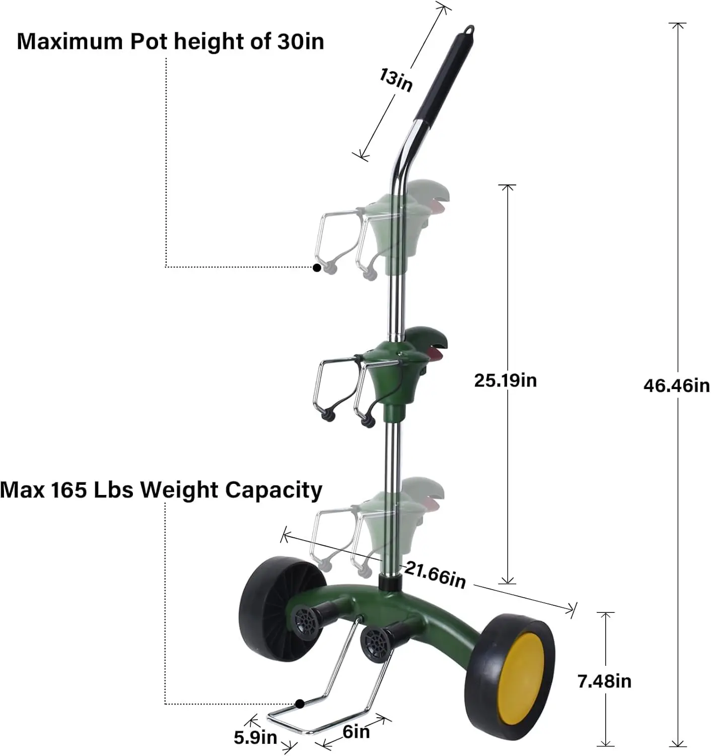 Plant Caddy Plant Dolly with Wheels Heavy Duty,Adjustable Grabbing Arm Plant Rollers for Outdoor Plants,165 Lbs Weight Capacity