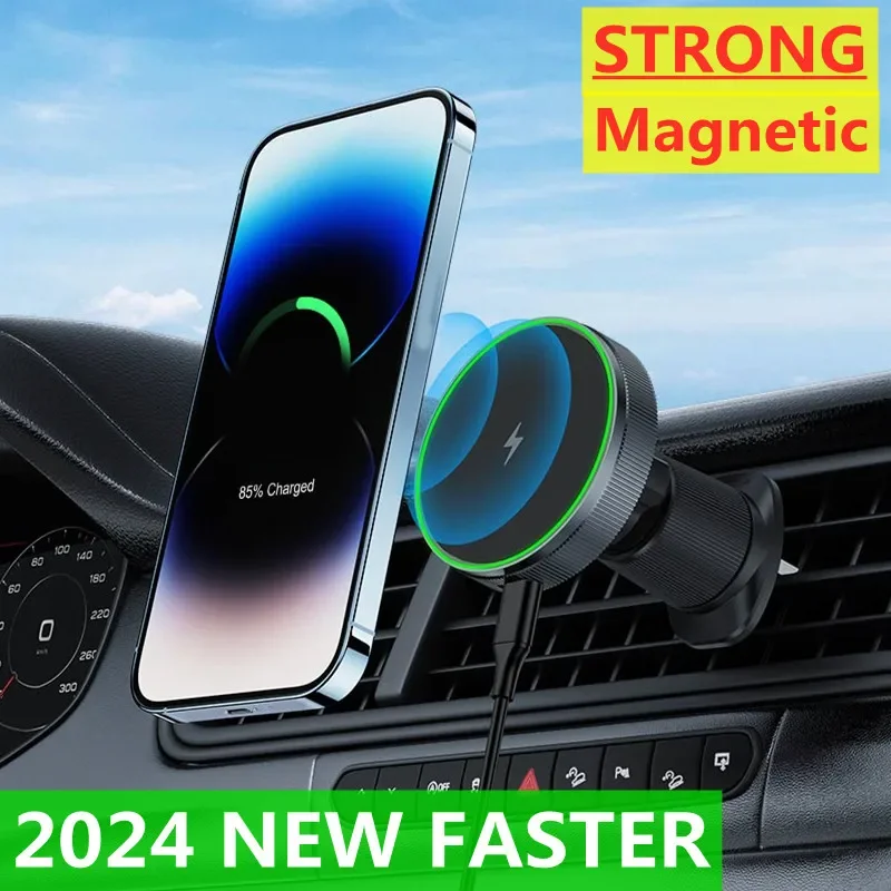 Magnetic Car Wireless Charger Stand Bracket Magnet Car Phone Holder Mount Fast Charging Station for iPhone 15 14 13 12 Pro Max