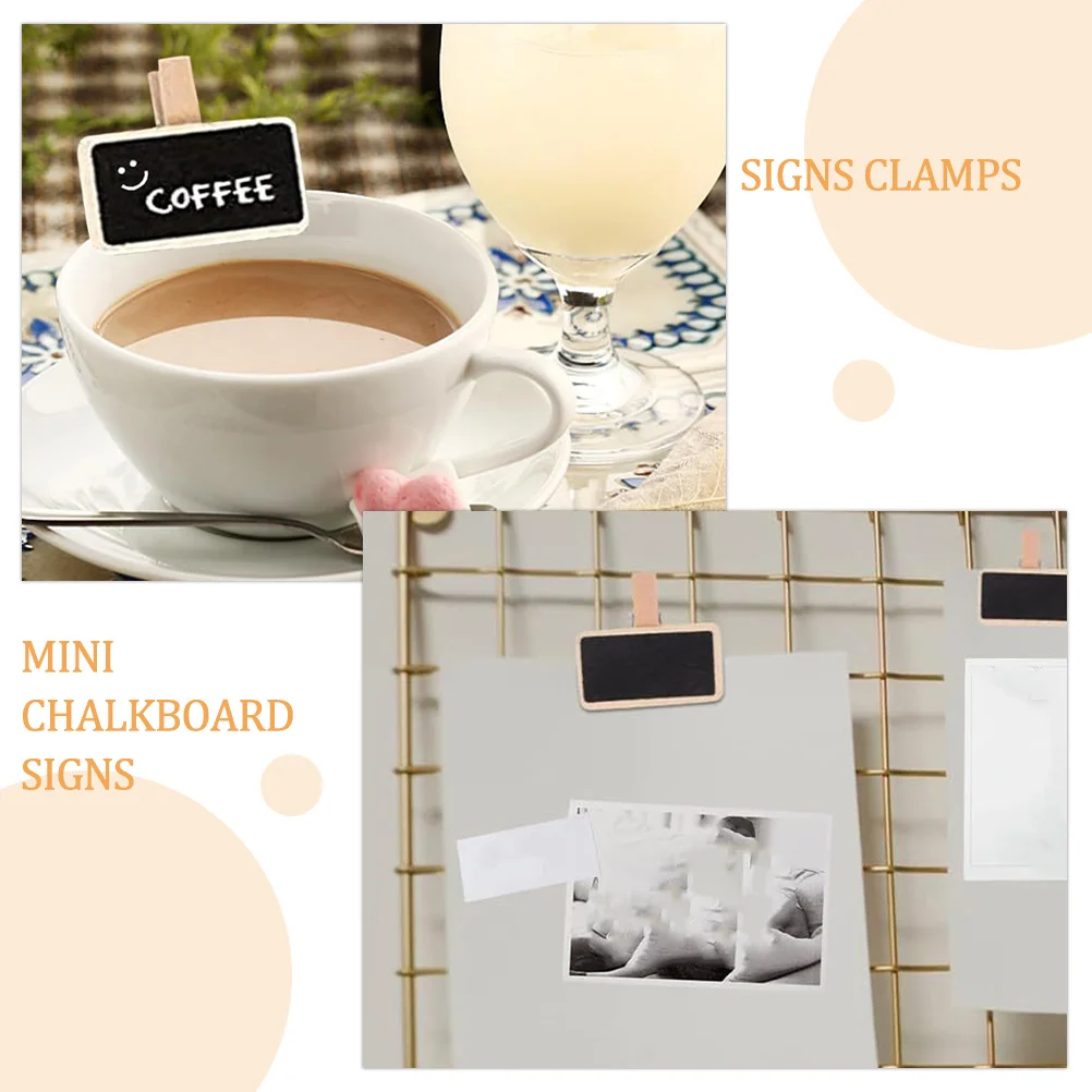 50Pcs Mini Chalkboard Signs Small Chalkboard Clip Wooden Blackboards Message Board Food Label Clamps Wooden Blackboard Clip