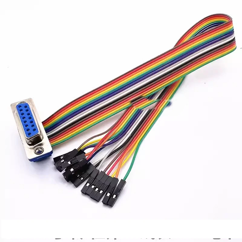 DB9 DB15 male/female connector DB9/15P RS232  serial port to DuPont 2.54 single 1P data cable Jumper test cable 0.3M