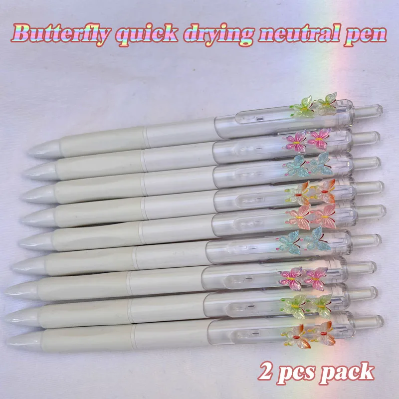 2 PCS Cartoon Butterfly Kawaii Gel Pens Animal Pens Cute School Supplies Stationery Office Gel Pen  Aesthetic Stationery Gift