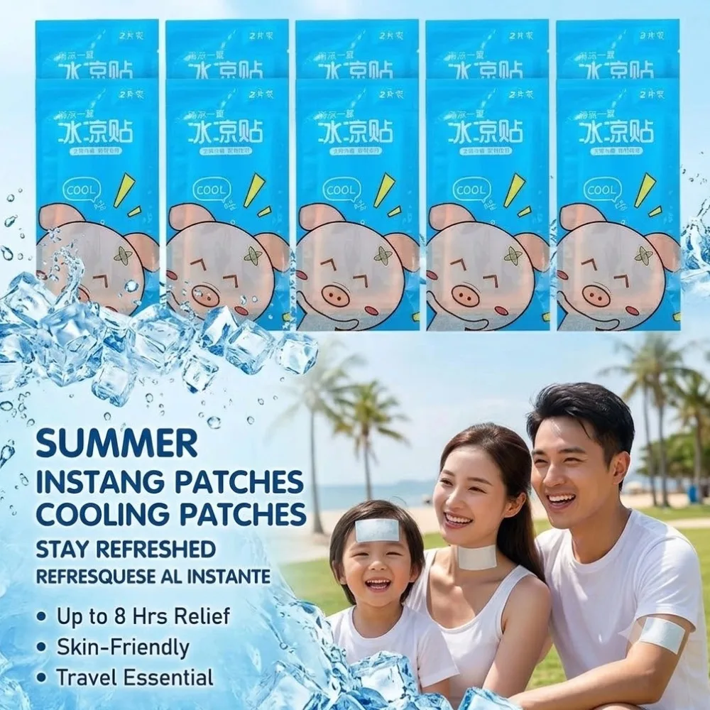 Cooling Gel Patch 10H Long Lasting Non-Woven Disposable Cooling Sticker Outdoor Camping Hiking Summer Heat Relief Body