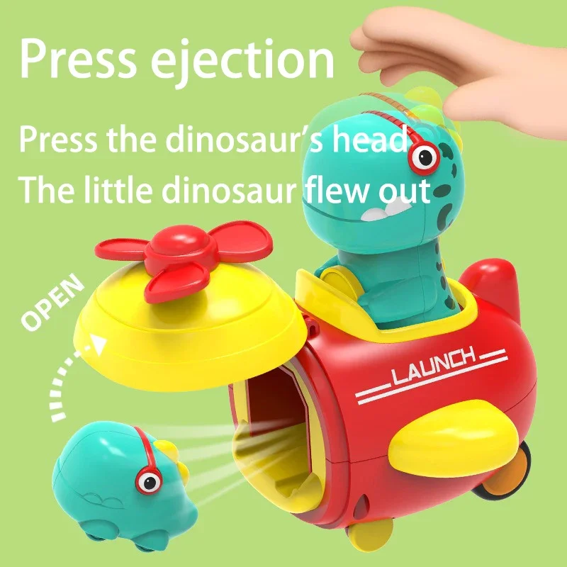 1-3 Year Old Children Press Inertia Simulation Sliding Ejection Toy Car Cartoon Cute Dinosaur Safety Puzzle Early Education Toy