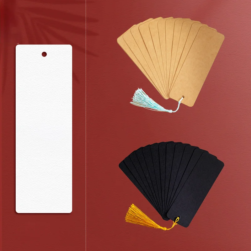 손으로 그린 책갈피 빈 카드 종이 책갈피, 다채로운 술 펜던트, 독서 아이템, 창의적인 선물, 어린이를 위한 DIY, 20 개, 25 개