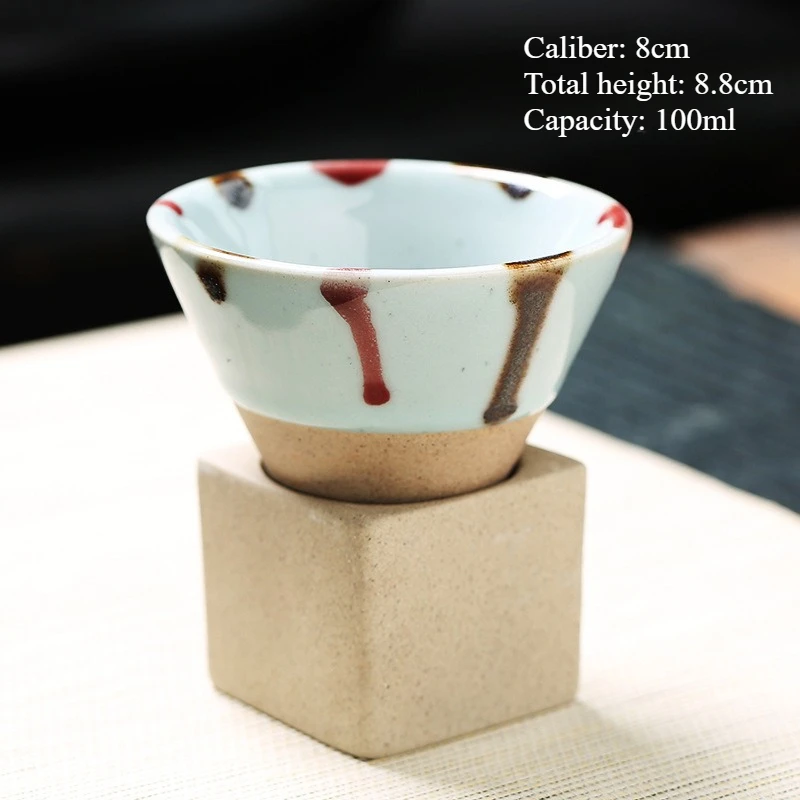 NONE Japanischen Stil Retro Keramik Kaffee Tasse Grobe Keramik Tee Tasse Latte Pull Blume Porzellan Tasse Keramik Becher Für Hause Kaffee Becher 9
