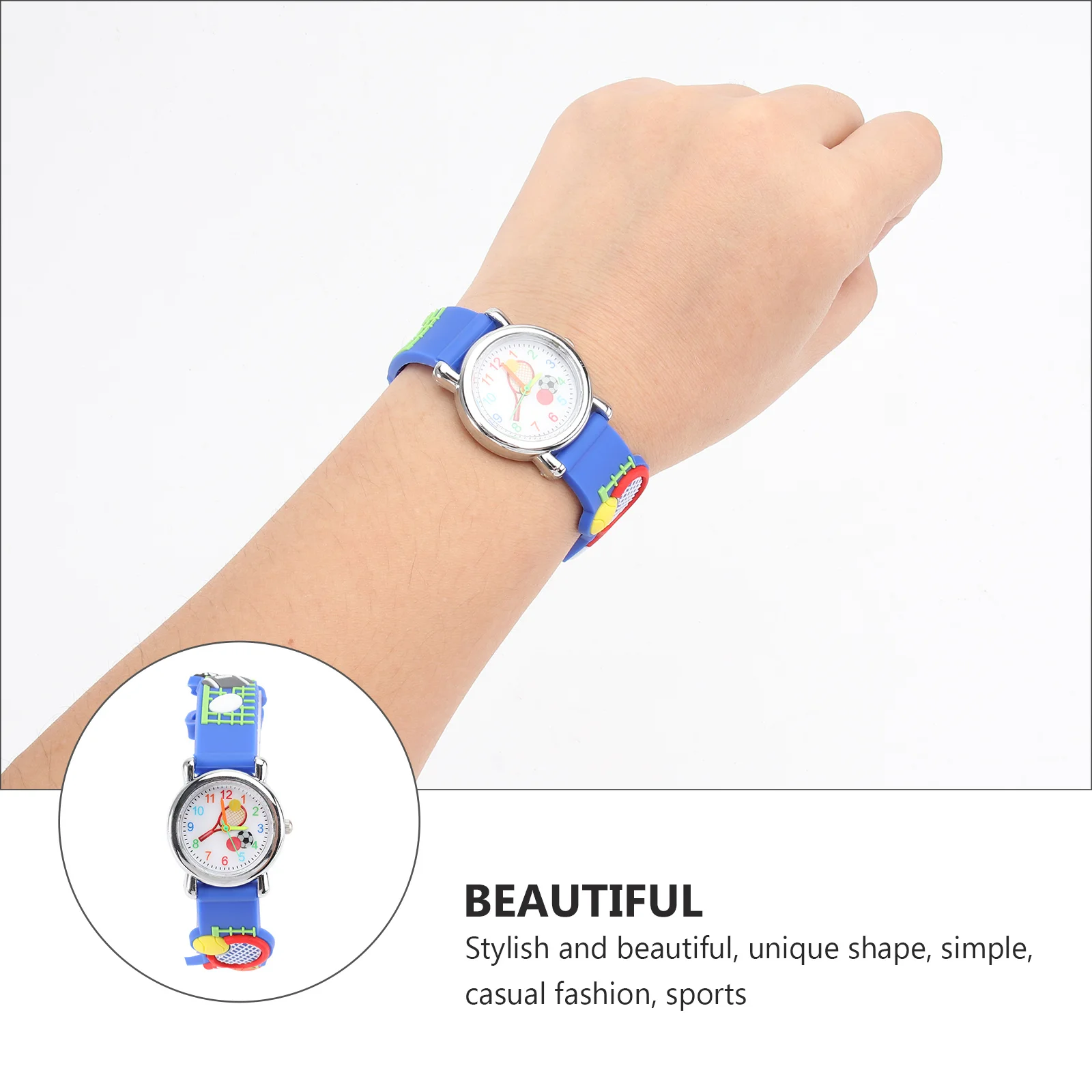 

Quartz Watch 3D Tennis Wristwatch Unique Design Durable Strap Adjustable Buckle Holiday Gift for