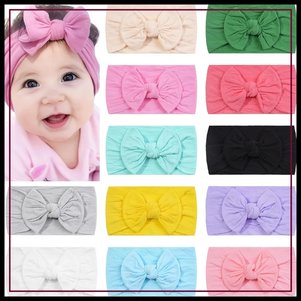 

Super Stretchy Soft Knot Headbands with Hair Bows Head Wrap Hair Accessories for Newborn Baby Girls Infant Toddlers