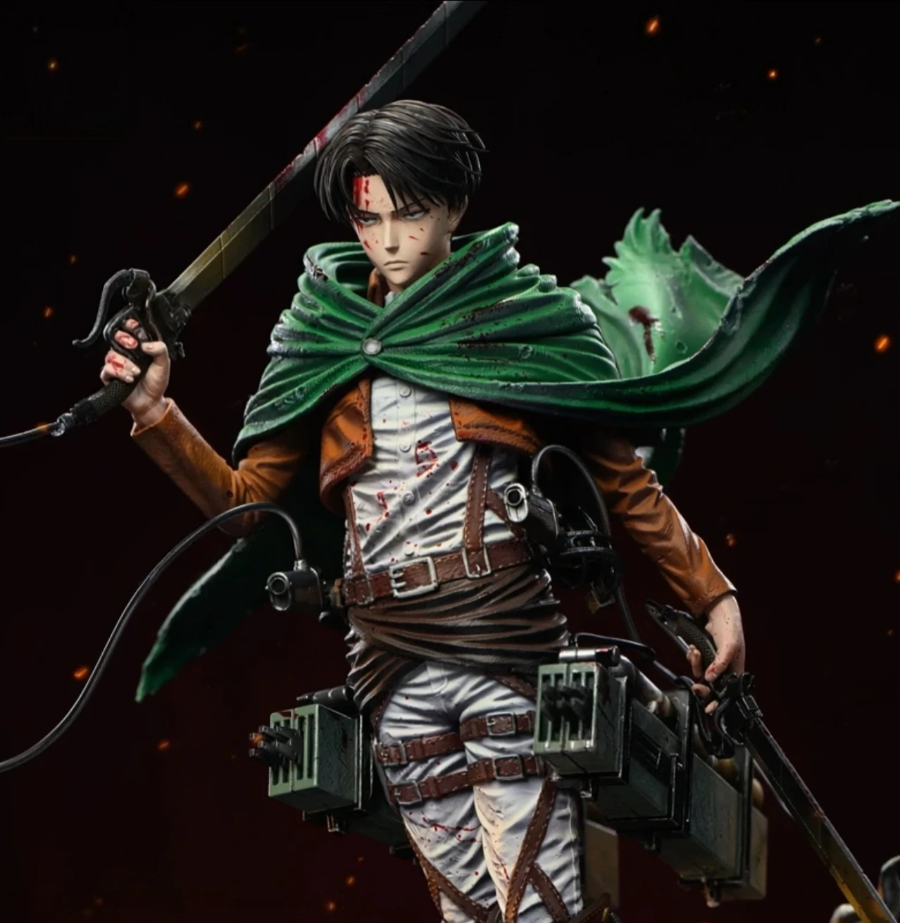 ⁦مجسم أنمي هجوم العمالقة إيرين ييغر وضعية قتالية رأس قابل للتبديل 34 سم | Attack on Titan Eren Yeager Action Figure Head Swap 34cm⁩ - الصورة ⁦5⁩