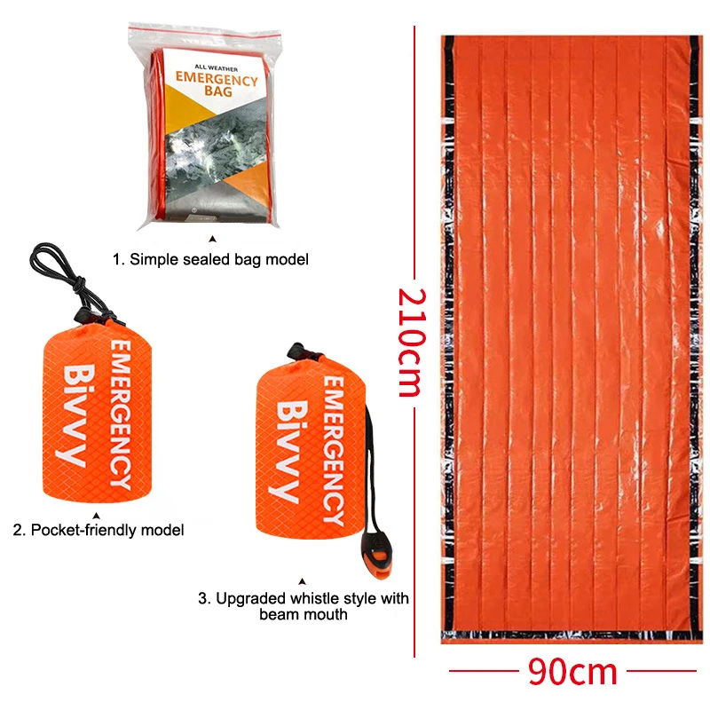 New  New Outdoor Emergency Survival Sleeping Bag Thermal Blanket Mylar Waterproof Reusable Sack Portable Hiking Emergency Gear