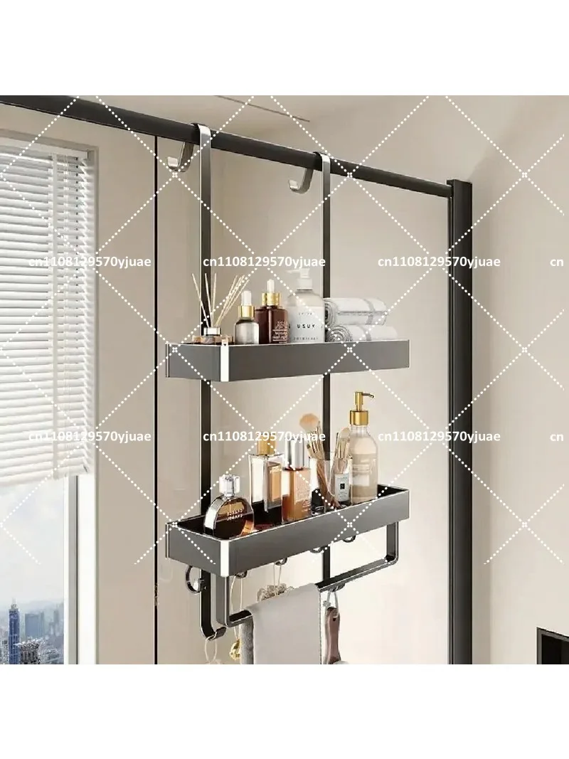 Aluminum Bathroom Storage Organizer No Drill Shower Caddy Stable Multifunctional Wall Mounted Rack