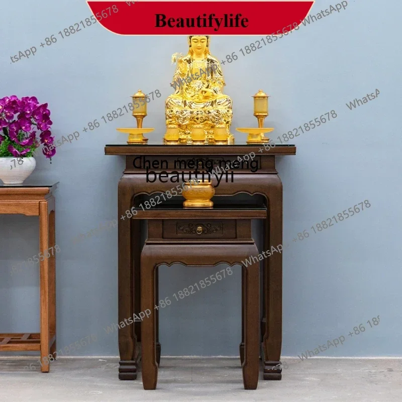 z183  New Chinese Style Walnut Solid Wood Altar Incense Burner Table Household Buddha Shrine Altar Cabinet Buddha Table