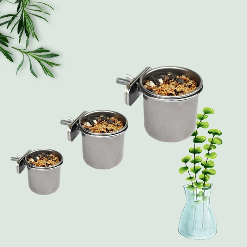 F92B Pet Parrot Feeding Drinking Cup Water Cage Anti-turnover Hanging Bowl Cup