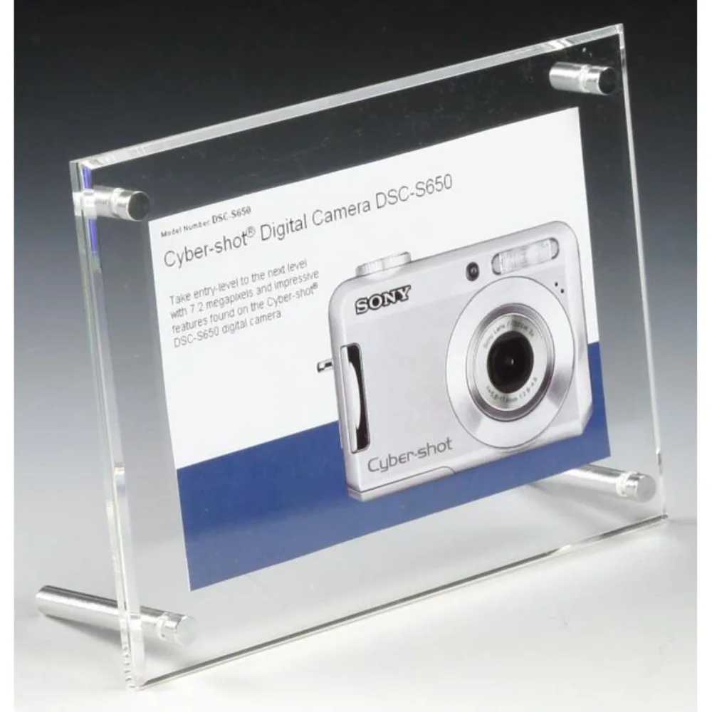 10x15cm Acrylic Sign Holder With Standoff Hardware Slant Back