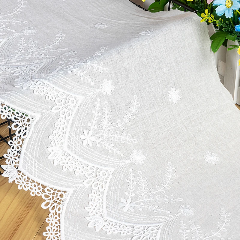 29CM Wide Exquisite White Cotton Floral Embroidered Lace Fringed Ribbon Trim For Sewing Sofa Curtain Apparel Fabric DIY Crafts