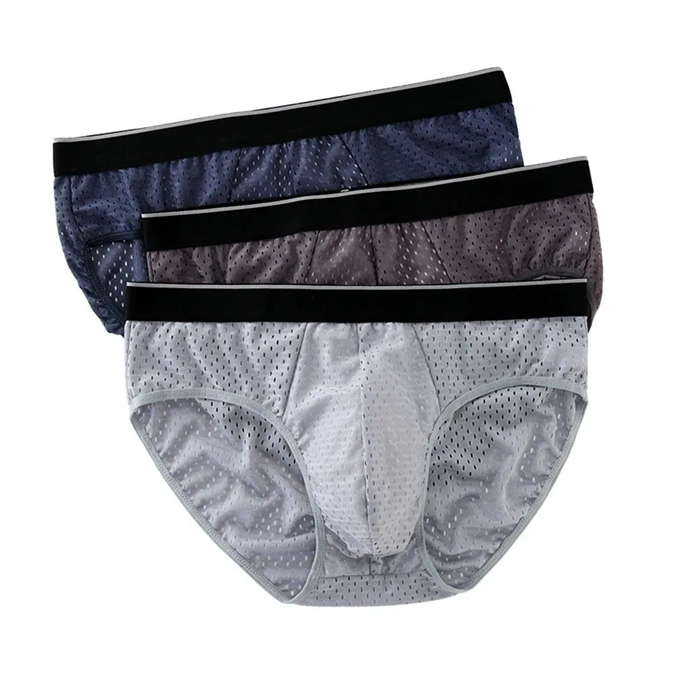 Malha de Seda Gelo Masculina Cuecas Respiráveis, Roupa Interior de Verão, Confortável, Elasticidade Suave, Calcinha, Tanga Triangular, Calças Rapidamente Secas