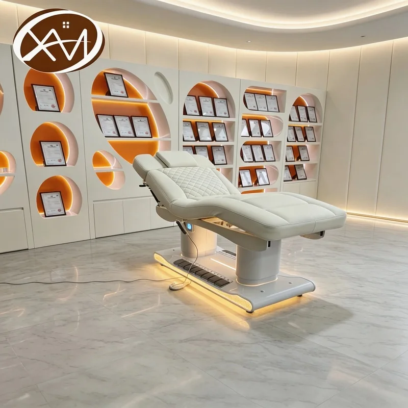 Modern Luxury Spa Salon Electric Heating Massage Table One-Button Control Beauty Bed for Esthetician Facial Lash Bed