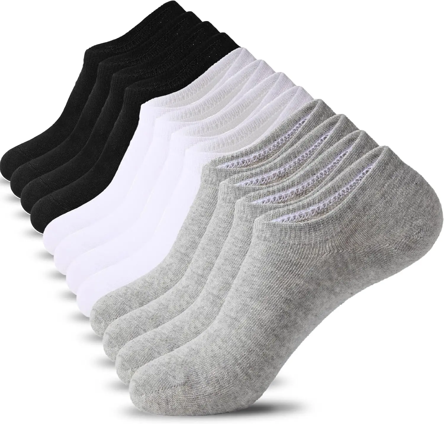 

6/10 Pairs Non Slip No Show Socks Womens and Mens Low Cut Invisible Liner Ankle Socks