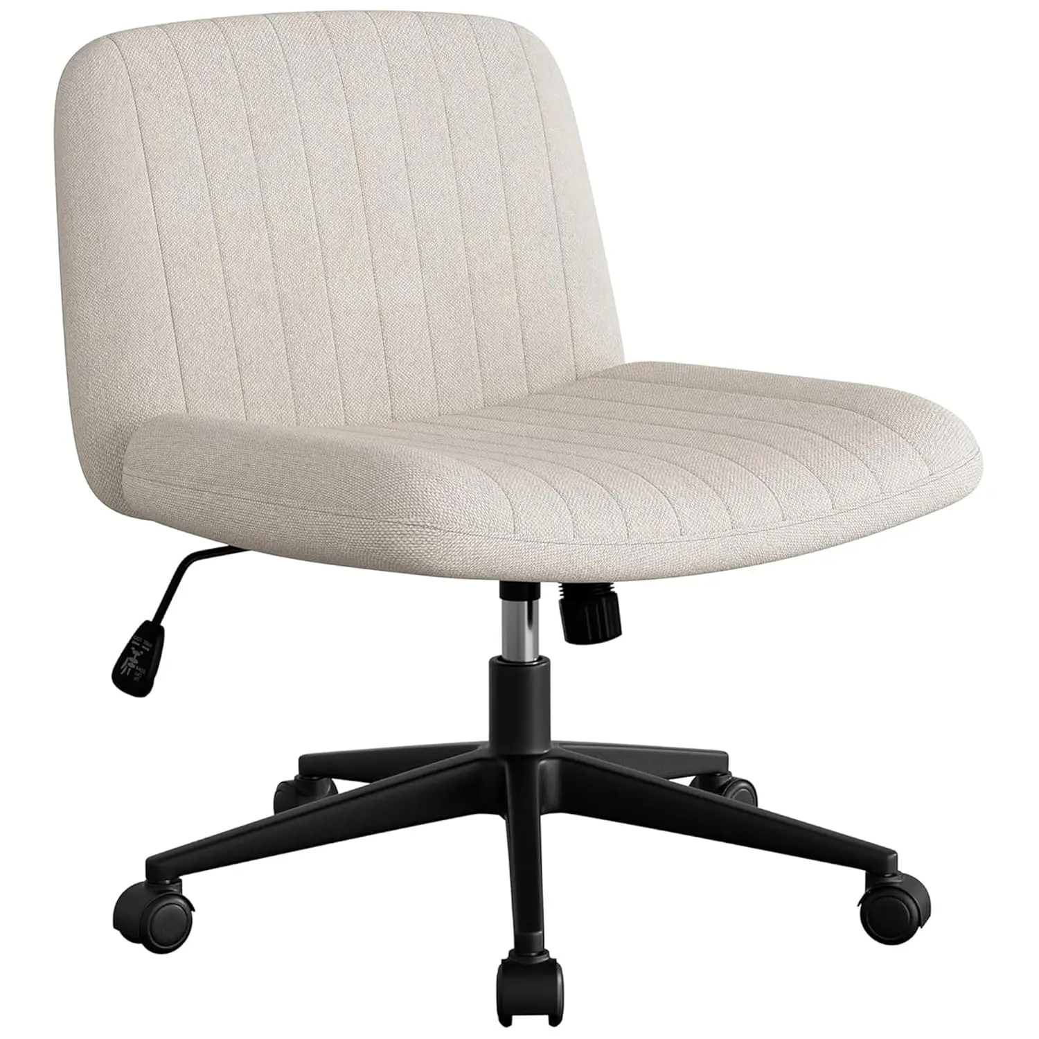 

Cross Legged Office Chair with Wheels, Armless Wide Chair's for Vanity Desk, Criss Cross Comfy Chairs with Back, Desk Chair/s of