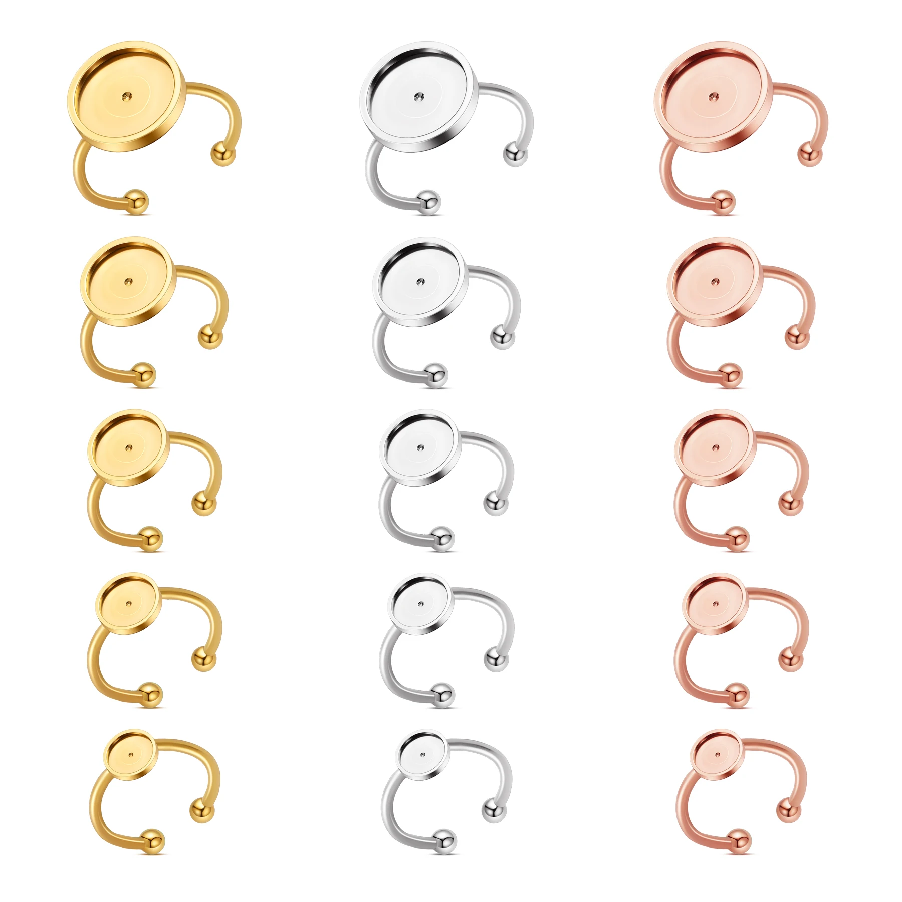 Großhandel 10 Stück Edelstahl Verstellbare Ringfassungen Blanko-Basis 4/6/8/10/12mm DIY Schmuckherstellung Zubehör – Detail 9
