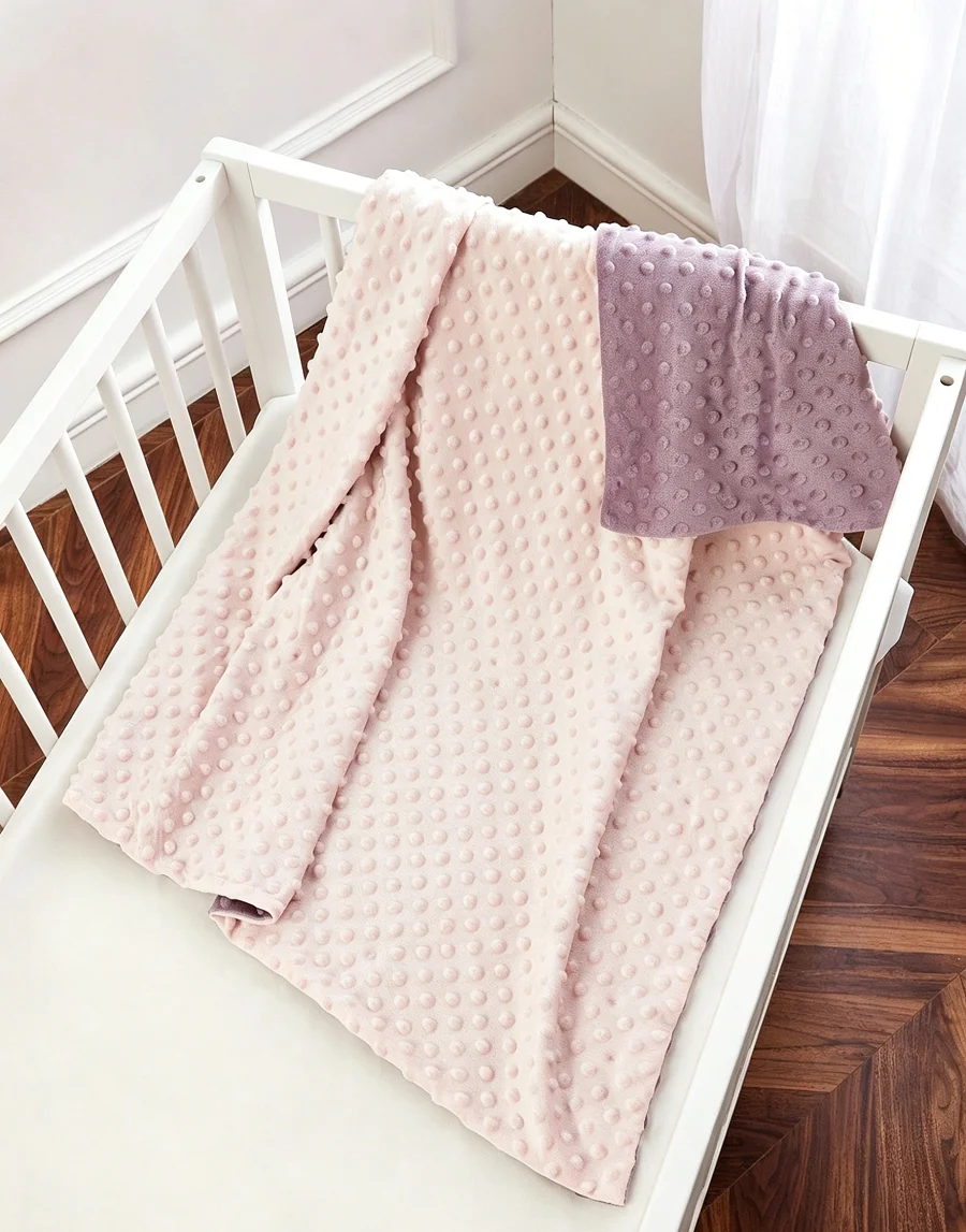 1Pc Soft And Skin-Friendly Baby Double-Sided Polka Dot Blanket,