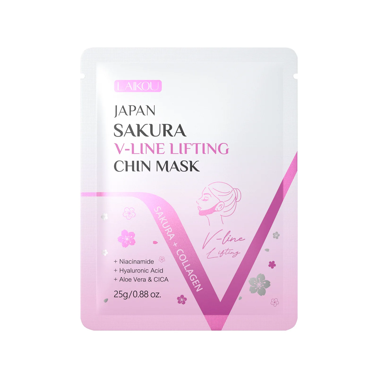 LAIKOU Cherry Blossom V Shape Face Mask Lifting Tightening Mask for Jawline Elastic Ear Loop Firming Mask 25g For All Skin Types