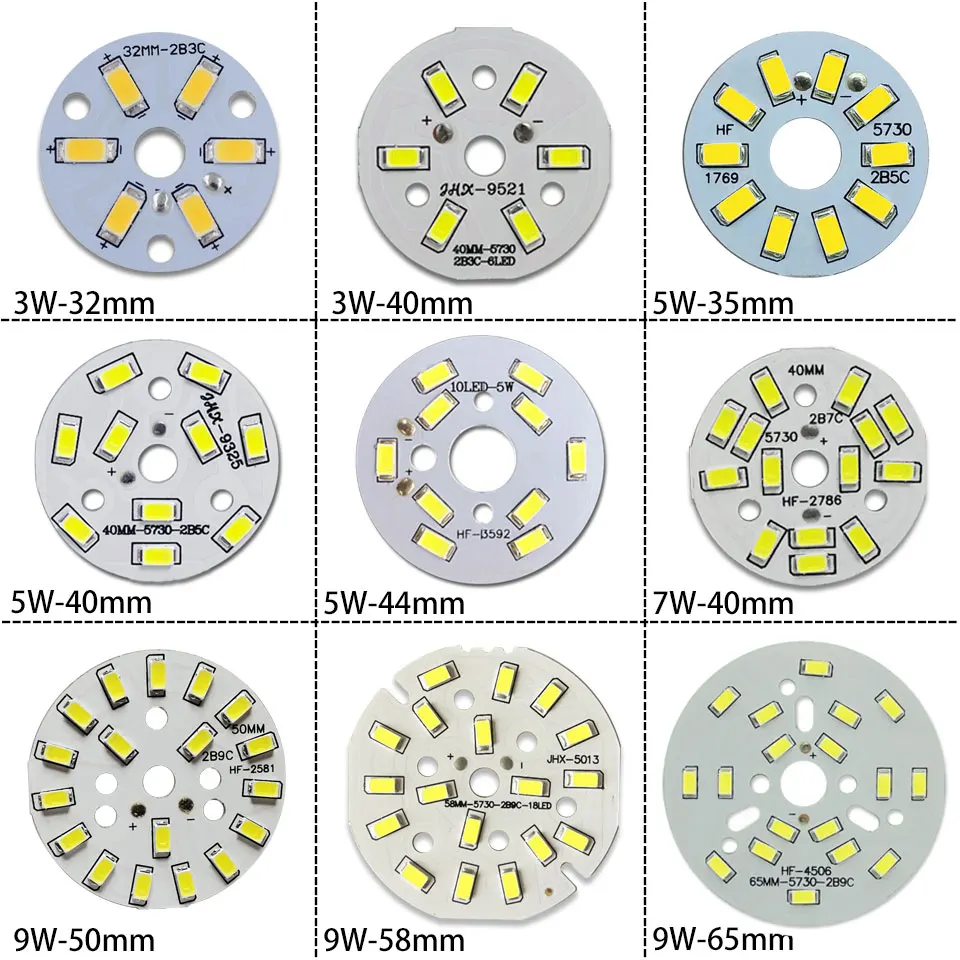 Imagem -02 - Painel de Lâmpada Led com Fio para Downlight Lâmpada Spotlight Chip Smd5730 3w 5w 7w 9w 12w 15w 18w 24w 36w