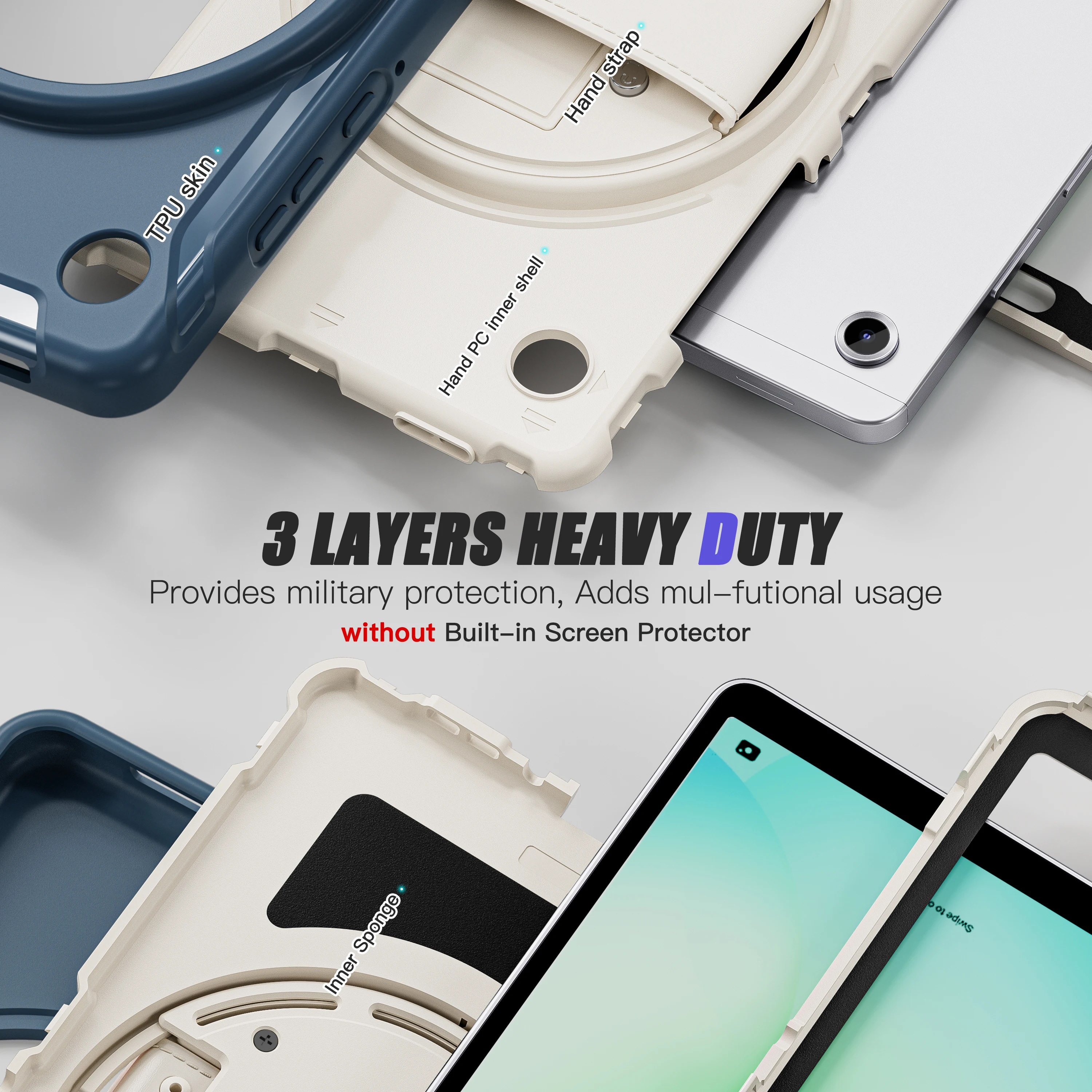 

For Samsung Galaxy Tab A11 SM-X133 X135 Case 8.7" 2025 Tablet cover Silicone +PC case for Tab A11 8.7" SM-X130 X133 X135N/G/F