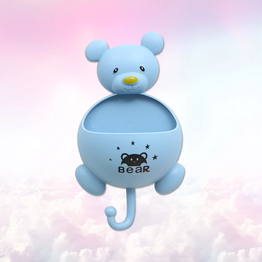 

2pcs Suction Cup Bear Storage Rack Toothbrush Holder Soap Rack Container For Bathroom Kitchen Bedroom Sky-Blue