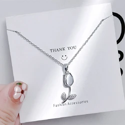 1 Pcs Luxury Cool Wind Tulip Series Gold Plated Copper Pendant With Stainless Steel Chain Combination Of Necklaces