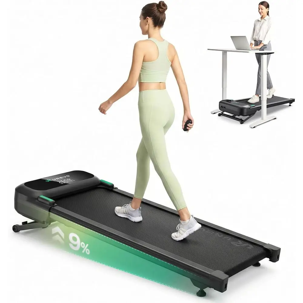 

Умная беговая дорожка Smart Incline Walking Pad с приложением, бесшумная моторизованная беговая дорожка, настольная беговая дорожка с наклоном 9%, 12-точечная амортизация и функция имитации ходьбы