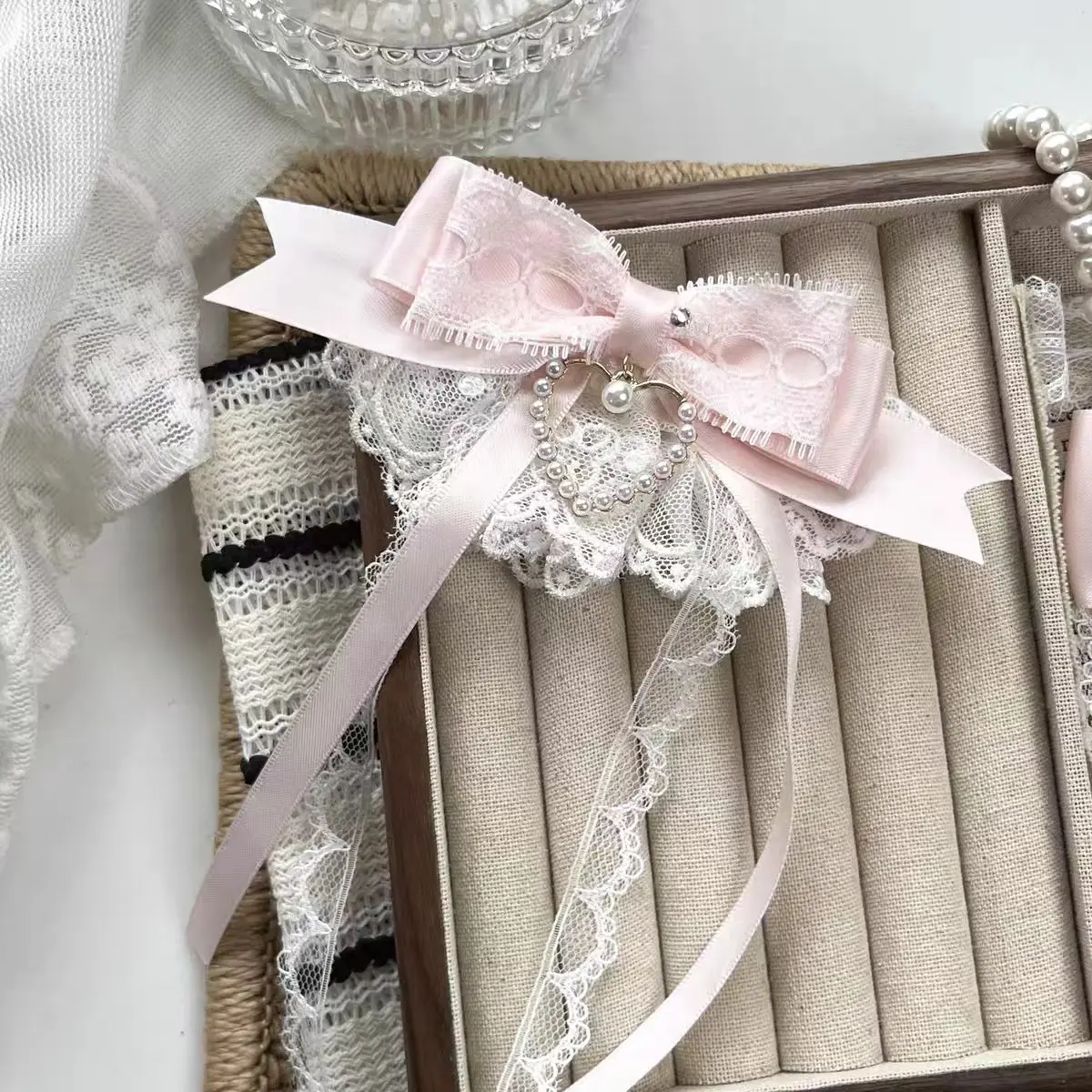 Y2K أنيقة لؤلؤة الحب مقاطع الشعر الأقواس الحلوة الدانتيل طبقة مزدوجة دبابيس الشعر Harajuku إكسسوارات الشعر لعيد الحب عيد الميلاد