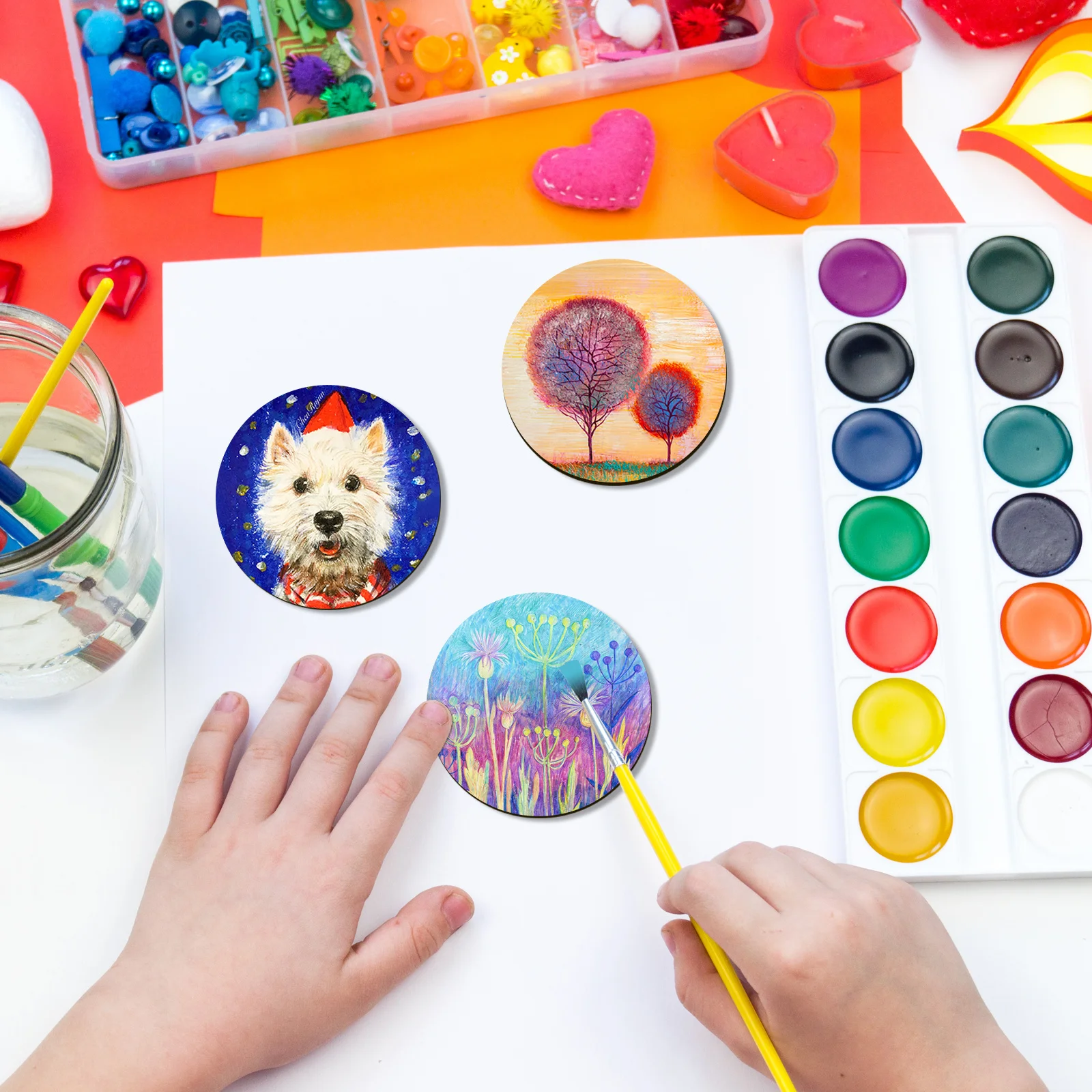 

100Pcs DIY Round Wood Piece Disc Premium Wooden Craft Board for Educational Use Drawing Painting and Mathematics Teaching