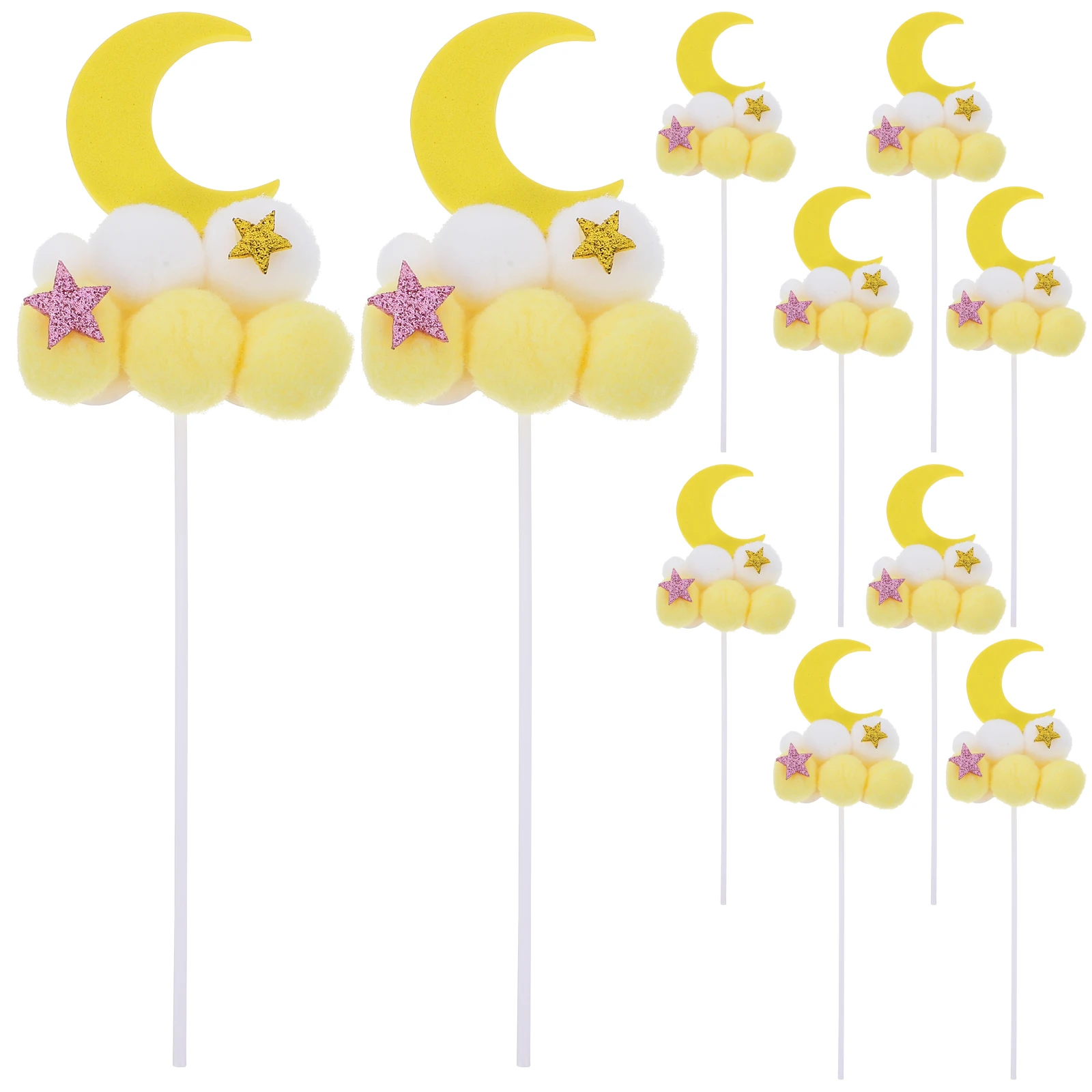 

10pcs Moon Cake Toppers Cupcake Picks Birthday Party Cake Decorations Baking Dessert Pastry Topper Wedding Shower